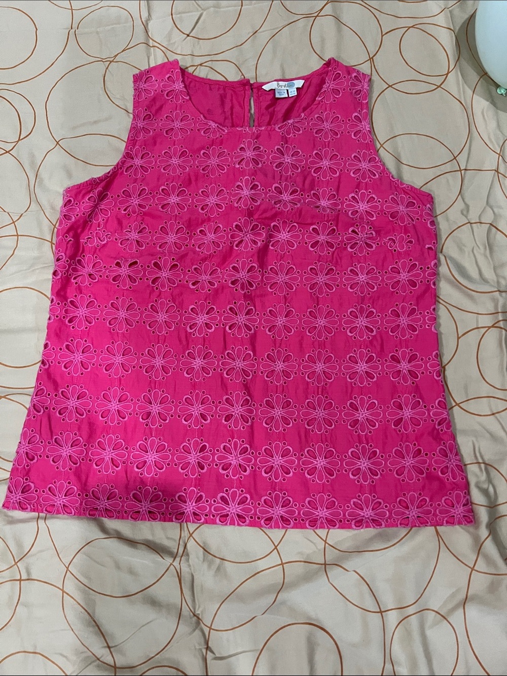 Boden Bright Pink Eyelet Sleeveless Top
